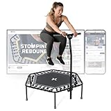 SportPlus Fitness Trampolin Indoor für Zuhause, Trampolin mit Haltestange...