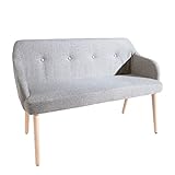 invicta INTERIOR Design Sitzbank Scandinavia hellgrau mit Armlehne Bank Buche...