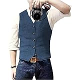 Solovedress Herren Casual Wolle Fischgrätmuster Anzug Weste V-Ausschnitt Tweed...