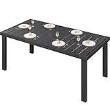 YITAHOME Gartentisch, 140x90cm Terrassentisch mit WPC-Holztischplatte und...