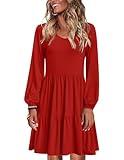Zeagoo Damen Langarm Kleid Casual Lässig Herbstkleid A Linie Winter Kleider...