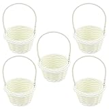 LNQ LUNIQI 5 Stück korb Klein Weiss Rattan Korb für Blumen Geflochtener Korb...