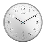 Mebus Funk-Wanduhr, 30 cm, lautlos, Grauer Rahmen, weißes Zifferblatt, Modell...
