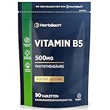 Vitamin B5 Pantothensäure 500mg | Hochdosiert | 90 Vegan Tabletten |...