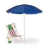 Relaxdays Parasol Sonnenschirm, Ø 160 cm, knickbar, höhenverstellbar,...