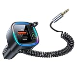 KBIBCK Bluetooth Adapter Auto Aux, 5.4 FM Transmitter Auto Bluetooth, USB C...