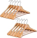 10 Stück Massivholz Kleiderbügel für Anzüge – Extra Breite Schultern,...
