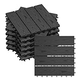 WOLTU WPC Terrassenfliesen Holzoptik Terrassendielen Fliese in Bodenbelag mit...