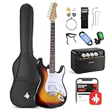 Donner E-Gitarre Set 39 Zoll E Gitarren mit Verstärker, Tasche, Capo, Gurt,...