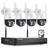 【5MP+360°PTZ】 Jennov Überwachungskamera Set Aussen WLAN, 10CH 5MP NVR und...