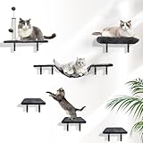 GOQELK Kletterwand Katzen Set-Katzenbaum,6-Teiliges Wandregale, Wandpark mit...