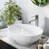 EMKE Waschbecken Aufsatzwaschbecken Oval, Hängewaschbecken für Badezimmer...