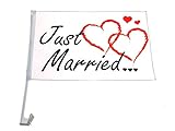 10 x Autoflagge Autofahne Just Married Auto Flagge Fahne Hochzeit