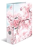 HERMA 19556 Ordner A4 Blumen Cherry Blossom, 7 cm breit, Motiv Aktenordner aus...