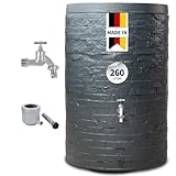 GARANTIA Muro Regentonne Komplett-Set 260 Liter Graphite Grey inkl....