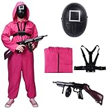FASCHINFEVER Squid Game Set - 4 in 1 - Fasching & Karneval & Halloween - für...