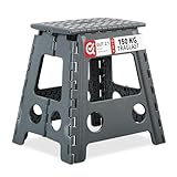 Relaxdays Klapphocker faltbar, Camping Hocker, großer Badhocker, bis 150 kg,...