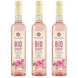 Höllinger Bio Rosenblüten Sirup - Vegan, 3x500ml Glas Flasche - rosige...