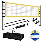 Volleyballnetz Set, 9.5m x 1m,Beachvolleyball Set,Faltbare Volleyball Komplettes...