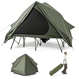 COSTWAY Feldbett mit Zelt für 2 Personen, Campingbett mit Regenschutz, 2...