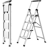 XinSunho Stufenleiter, Trittleiter 4 Stufen klappbar, Leiter Aluminium mit...