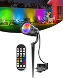 12W RGB LED Gartenbeleuchtung Weihnachten mit Erdspieß +Fernbedienung, Dimmbar...