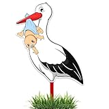 GLÜCKSGUT® Klapperstorch Baby Blau, 88 cm | 2-teiliges Set | Geburtsstorch...