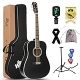 Winzz Schwarz Akustikgitarren 4/4, Anfänger Gitarren 41 Zoll mit...