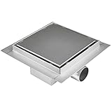 VILSTEIN© Duschrinne, Quadrat, Randablauf, 15x15 cm, Siphon mit Geruchsstop und...