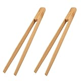 WJRQD 2 Stück Reusable Classic Bamboo Toast Tongs，Bambuszange Holz...