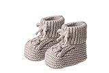 Baby-Strickschuhe mit Schleife, Beige, Babyschuhe Unisex Bio-Baumwolle warme...