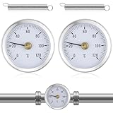 Anlegethermometer Heizungsrohr 2 Stück Mit Aufsteckfeder 63 mm Heißes Wasser...