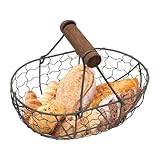Eierkorb aus Metalldraht – Eiersammelkorb | Ovaler Draht-Eiersammelkorb Griff...
