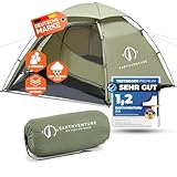 EARTHVENTURE® Camping Zelt 2 Personen wasserdicht - Schneller & Leichter Aufbau...