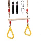 Morwealth Multifunktions Kinderholz Trapeze Schaukel mit Kunststoffringen...