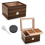 CIGARLOONG Zigarren Humidor Zedernholz, Glasplatte, Humidor mit...