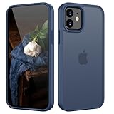 HGH Matt Hülle für iPhone 12 Mini 5,4 Zoll, [Militärschutz] Schutzhülle Samtige Touch Matt Anti-Kratzen, Durchscheinende Rückseite Schutzhülle, Anti-Fingerabdruck (Dunkelblau)