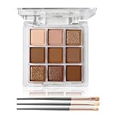 Braun Lidschatten Palette, Matt & Glitzer Eyeshadow Palette mit 3 Pinsel,...