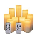 Hanzim LED Kerzen Set von 9 Flammenlose Kerzen Batteriebetriebene Kerzen D2.2xH...
