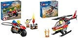 LEGO City Feuerwehrmotorrad, Feuerwehr-Spielzeug & City Feuerwehrhubschrauber,...