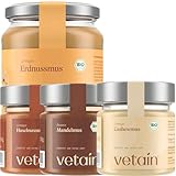 VETAIN Bio Nussmus Mix - Erdnussmus, Mandelmus, Haselnussmus & Cashewmus - 100%...