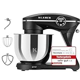 KLAMER Küchenmaschine 1800W, Knetmaschine mit 6 Liter Edelstahl Schüssel, 10...