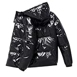 Modeewel Puffer Jacke Herren Glänzend Winterjacke Steppjacke Schwarz Warm...