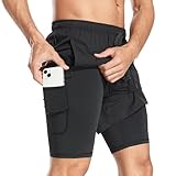 Nlieanuc Sporthose Herren Kurz 2 in 1 Trainingsshorts Schnelltrocknende Laufhose...