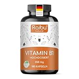Vitamin B1 (Thiamin) Hochdosiert, 250 mg pro Kapsel - 6 Monatsvorrat: 180 vegane...