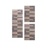 Carpetsale24 Bettumrandung Schlafzimmer 3 teilig Shaggy Hochflor Teppich Taupe...