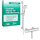 hansgrohe Crometta - Duschset mit Thermostat Ecostat 1001 CL, runder Duschkopf...