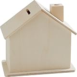 VBS Spardose Haus aus Rohholz