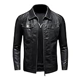 ZFBAOJT Lederjacke Herren Schwarz Motorrad Jacke Herren Bikerjacke Vintage...