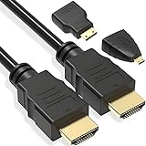 Retoo HDMI-Kabel 3 in 1 Adapter zu Mini-HDMI und Micro-HDMI, 150cm, unterstützt...